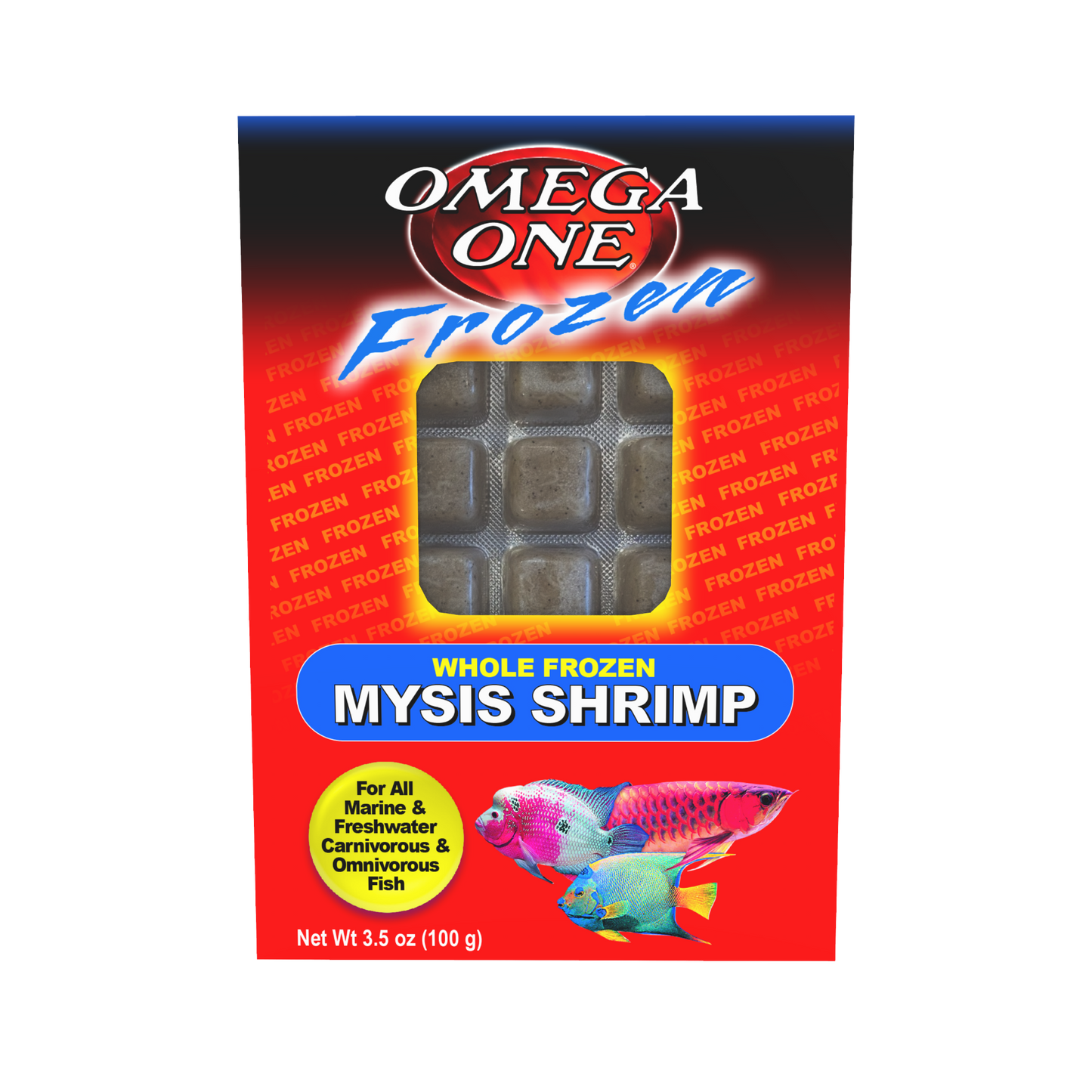 Omega One Whole Frozen Mysis Shrimp Cube Pack Fish Food 3.5 oz SD-5 098220061215