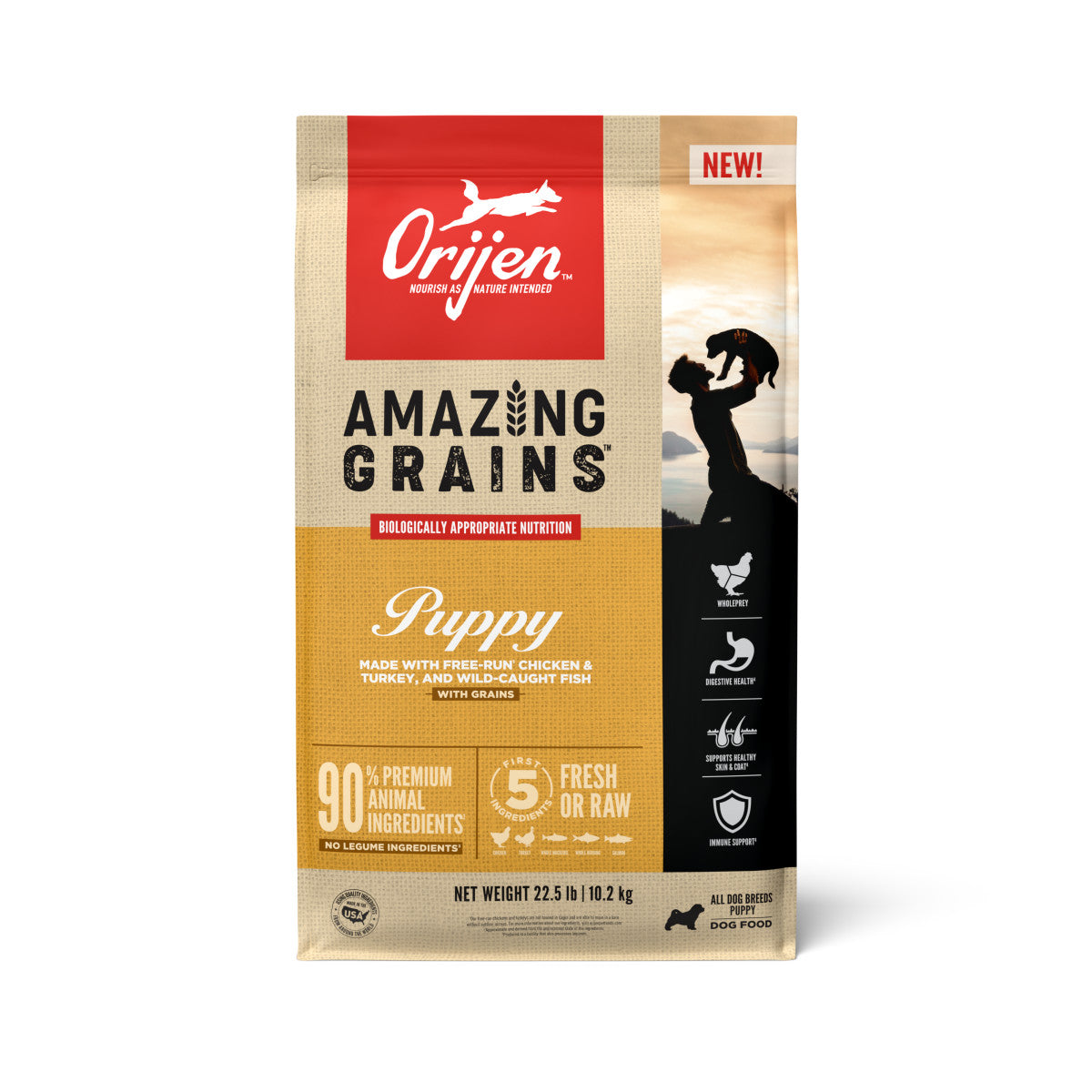 Orijen AMAZING GRAINS Dry Puppy Food Chicken, Turkey & Fish 22.5 lb 064992720360