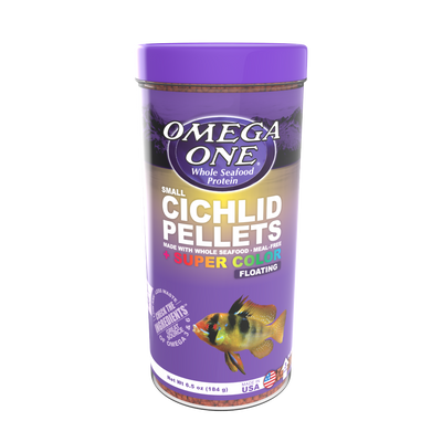 Omega One Super Color Cichlid Floating Pellet Fish Food Small Pellets 6.5 oz 698220024311