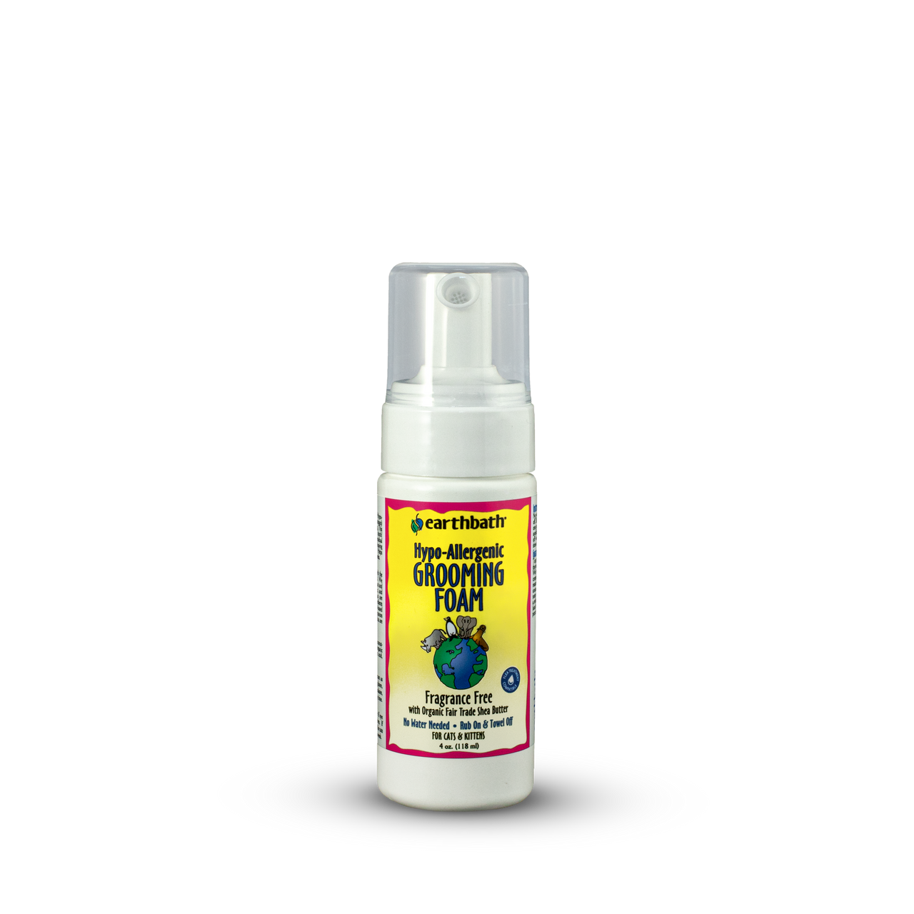 Earthbath Waterless Grooming Foam for Cats & Kittens, Fragrance Free 4oz
