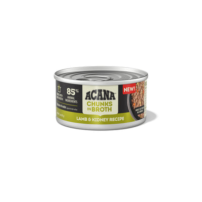 Acana Chunks in Broth Canned Cat Food Lamb & Kidney 24ea/3 oz 064992724511