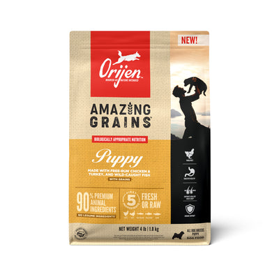 Orijen AMAZING GRAINS Dry Puppy Food Chicken, Turkey & Fish 4 lb 064992720414