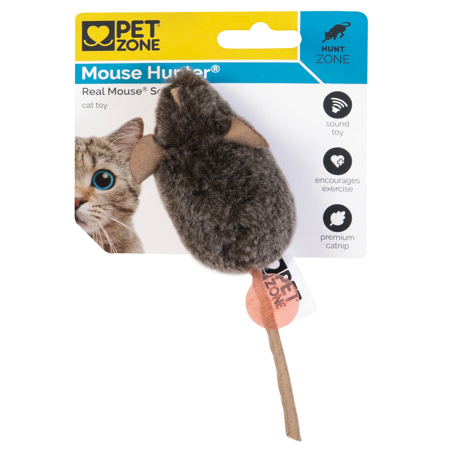 Pet Zone Products Play-N-Squeak MouseHunter Squeaking Cat Toy Brown 780824126185
