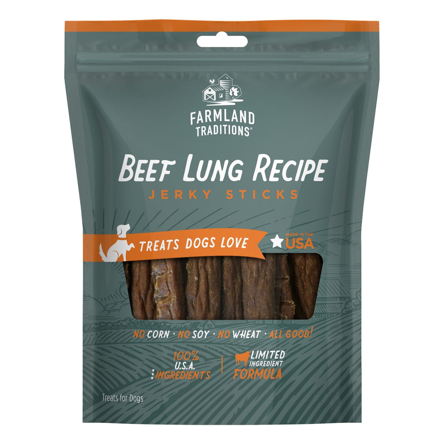 Farmland Traditions Simple Snacks Beef Lung Jerky Sticks Dog Treats 8.2 oz 884713001208