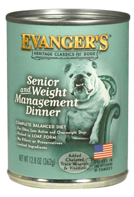 Evangerās Heritage Classic Senior/Weight Management Wet Dog Food Chicken 12.8oz 12pk