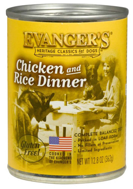 Evangerās Heritage Classic Wet Dog Food Chicken & Rice 12.8oz 12pk