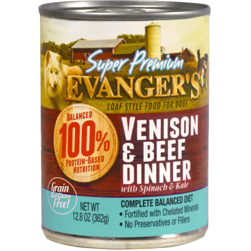 Evangerās Super Premium Limited Ingredient Wet Dog Food Venison/Beef 12.8oz 12pk