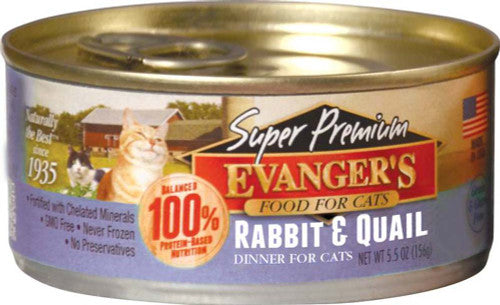 Evangerās Super Premium Wet Cat Food Rabbit & Quail 5.5oz 24pk