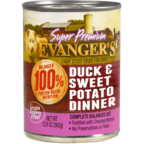 Evangerās Super Premium Wet Dog Food Duck & Fresh Sweet Potato 12.8oz 12pk