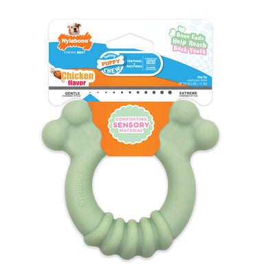 Nylabone Sensory Material Puppy Teething Ring Chicken Small/Regular - Up To 25 Ibs. (1 ct) 018214854562