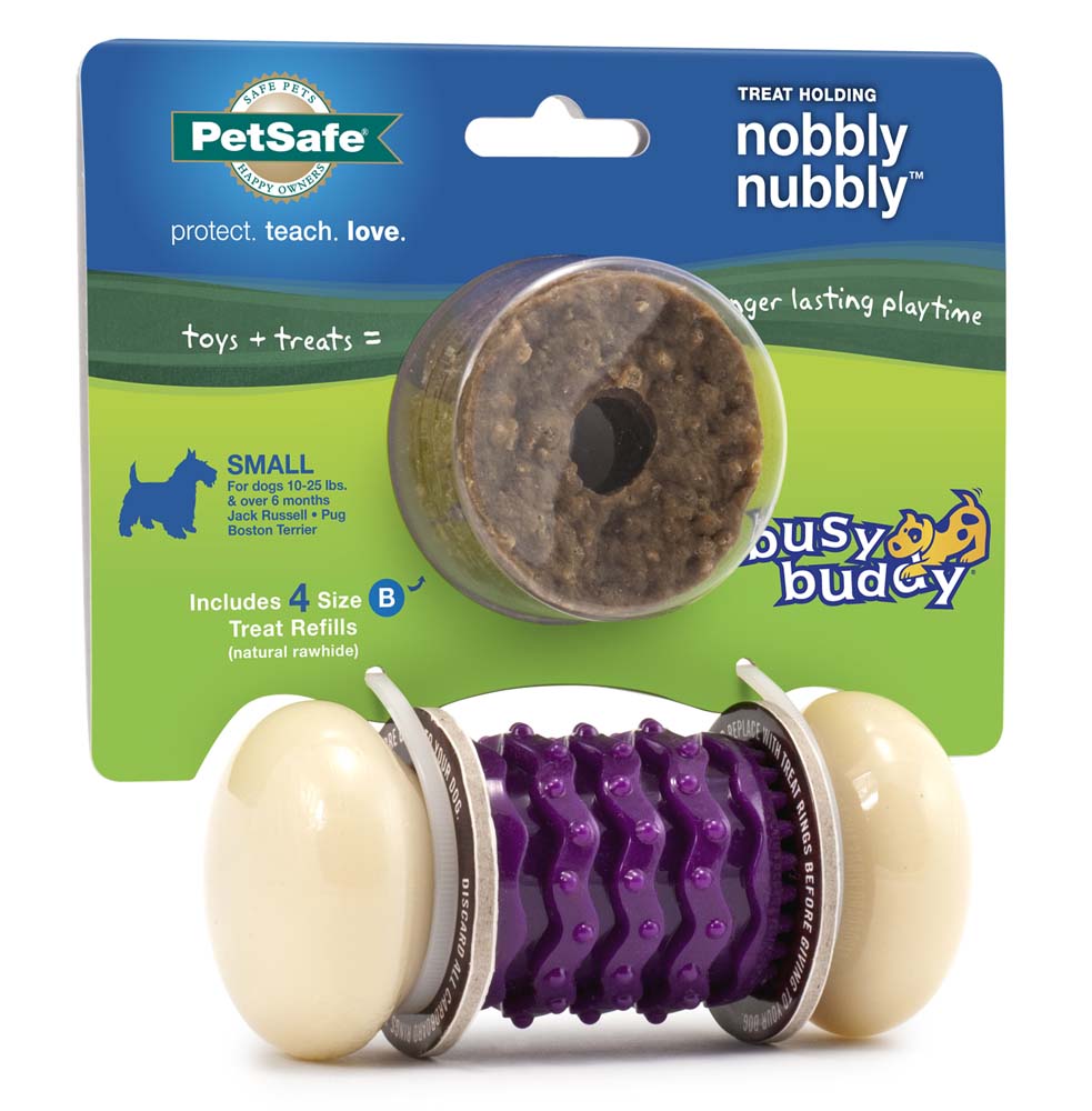 Busy Buddy Nobbly Nubbly Dog Toy Purple/White Small 759023096179