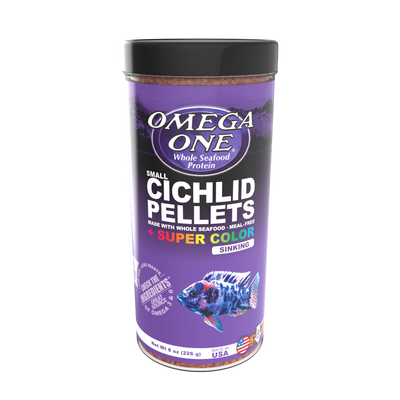 Omega One Super Color Cichlid Sinking Pellet Fish Food Small Pellets 8 oz 698220834316