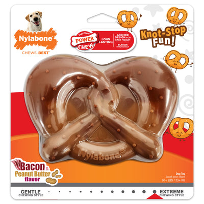Nylabone Power Chew Pretzel Dog Toy Bacon & Peanut Butter X-Large/Souper - 50+ Lbs. (1 ct) 018214855590