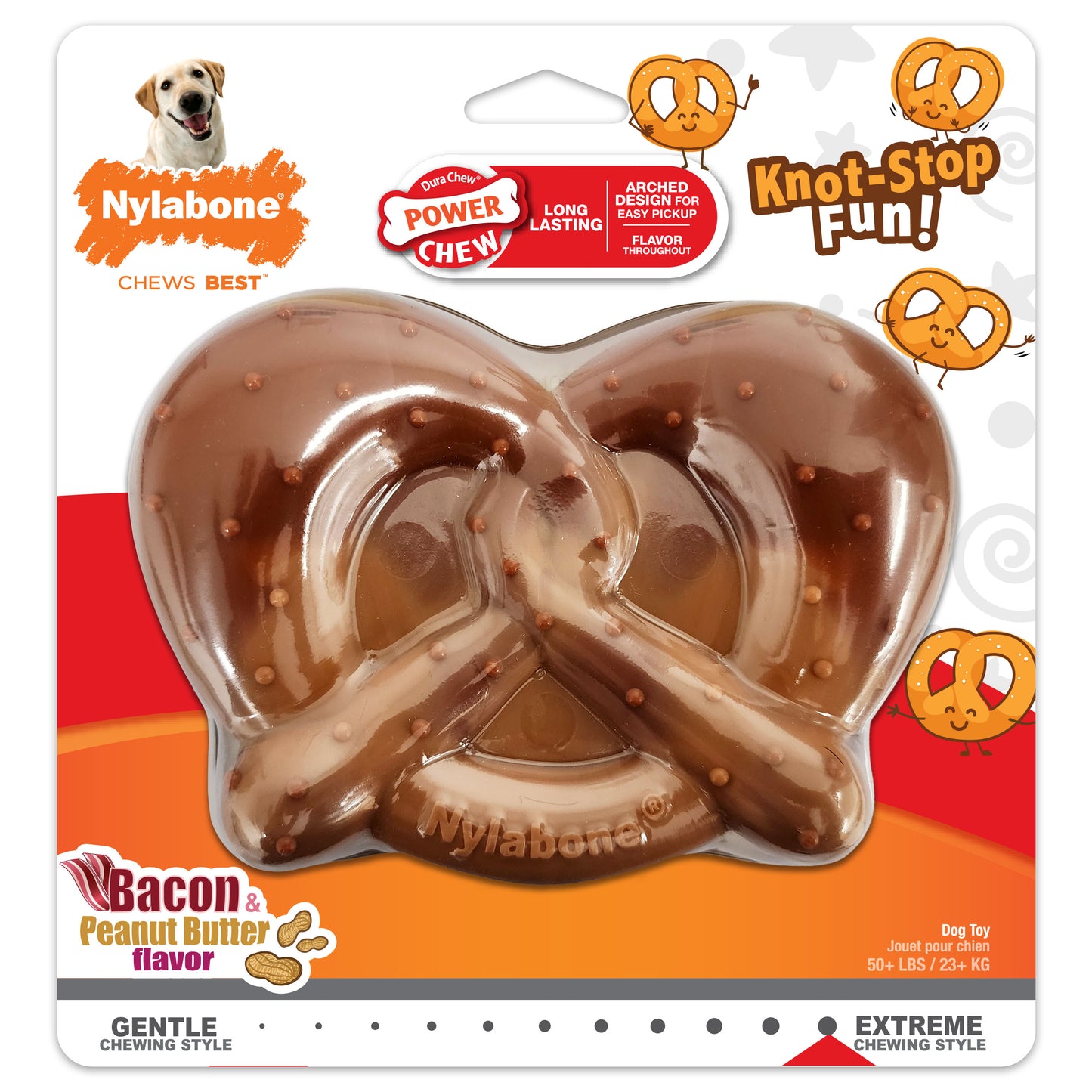 Nylabone Power Chew Pretzel Dog Toy Bacon & Peanut Butter X-Large/Souper - 50+ Lbs. (1 ct) 018214855590