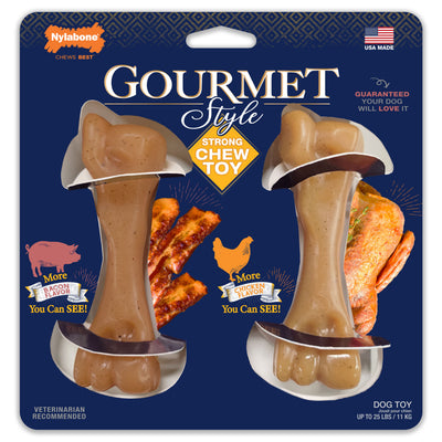 Nylabone Gourmet Style Strong Chew Femur Bone Dog Chew Toy Femur Bacon & Chicken Small/Regular - Up To 25 Ibs. (2 ct) 018214855743