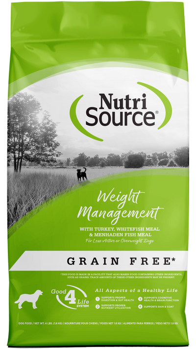 NutriSource Weight Management Grain Free Dry Dog Food Turkey 4 lb 073893299080