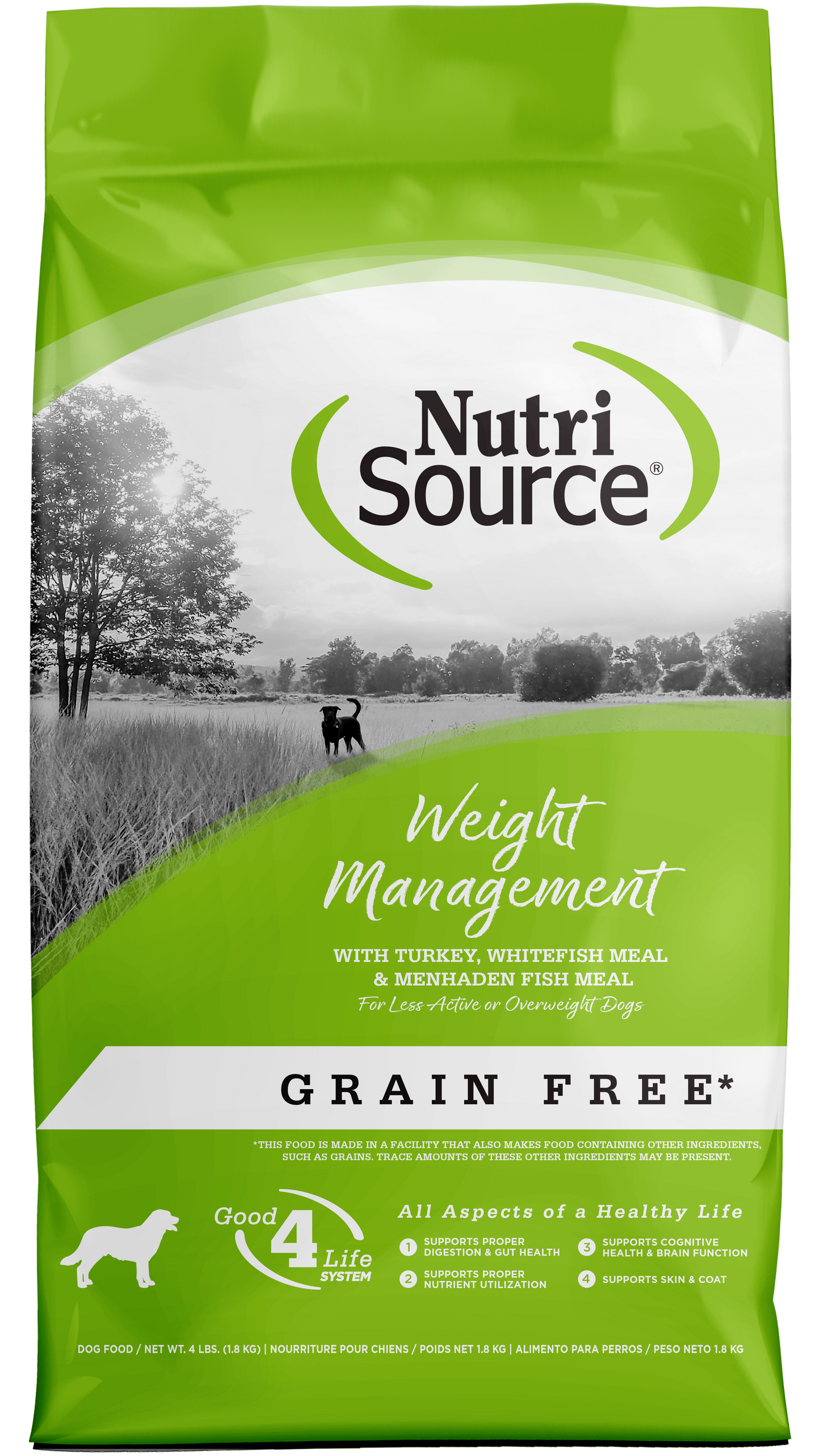 NutriSource Weight Management Grain Free Dry Dog Food Turkey 4 lb 073893299080