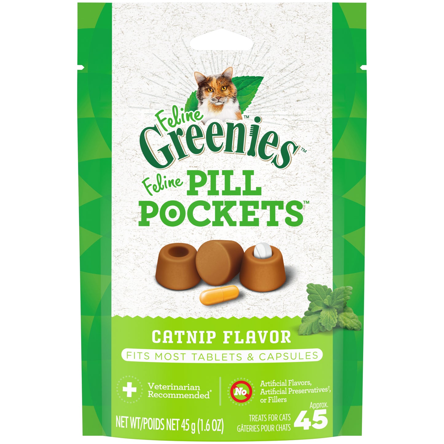Greenies Feline Pill Pockets Cat Treats Catnip 1.6 oz 642863114571