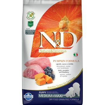 Farmina N&d Grain-free Pumpkin Lamb & Blueberry Puppy Medium & Maxi 5.5lb {L+1x} 8010276033246