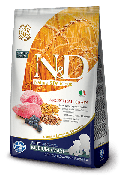 Farmina N&d Natural And Delicious Low Grain Medium & Maxi Puppy Lamb & Blueberry Dry Dog Food-26.4-lb-{L+1x} 8010276033727