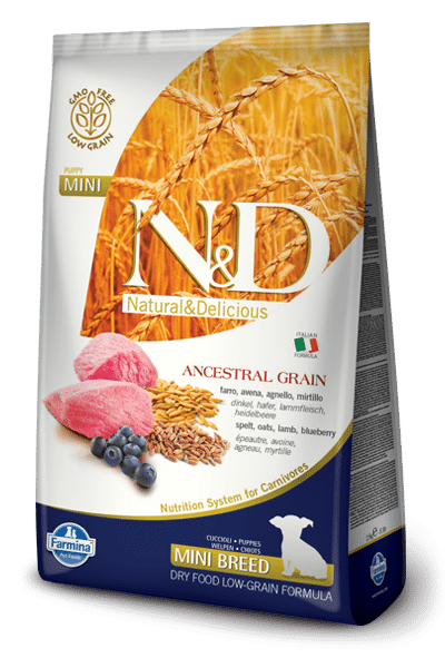Farmina N&d Natural And Delicious Low Grain Mini Puppy Lamb & Blueberry Dry Dog Food-5.5-lb-{L+1xR} 8010276033703