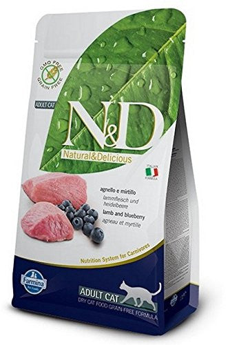 Farmina N&d Natural And Delicious Prime Adult Lamb & Blueberry Dry Cat Food-3.3-lb-{L-x} 8010276020208