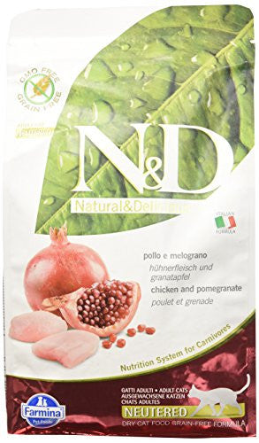 Farmina N&d Natural And Delicious Prime Neutered Adult Chicken & Pomegranate Dry Cat Food-3.3-lb-{L+1x} 8010276030467