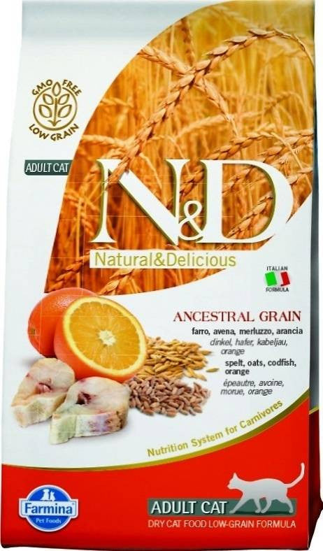 Farmina Natural And Delicious Adult Codfish & Orange Dry Cat Food-3.3-lb-{L+1} 8010276036780