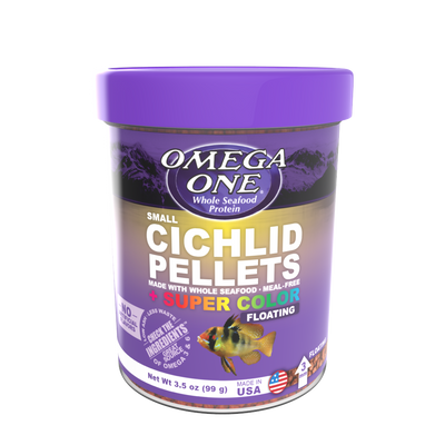 Omega One Super Color Cichlid Floating Pellet Fish Food Small Pellets 3.5 oz 698220023314