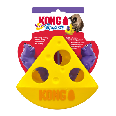 KONG Rewards Rocker Cheese Treat Dispenser Cat Toy 035585530062