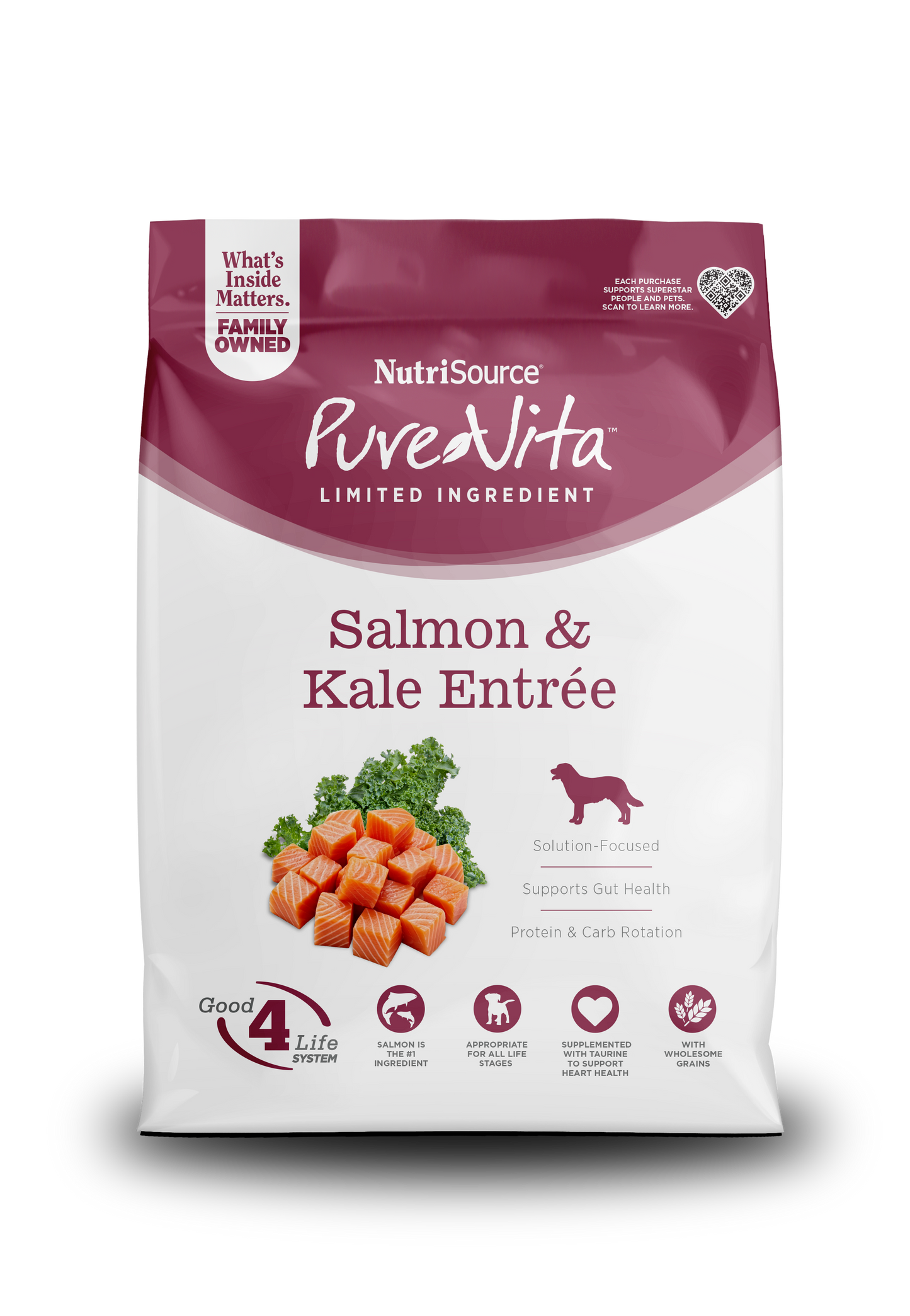 NutriSource PureVita LID Dry Dog Food Salmon & Kale 25 lb 073893179306