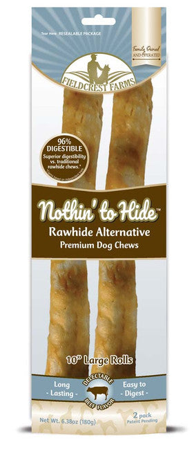 Fieldcrest Farms Nothin’ To Hide Roll Dog Treat Beef 10in LG 2pk