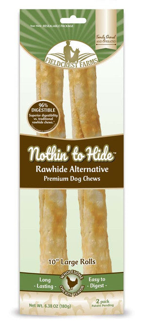 Fieldcrest Farms Nothin’ To Hide Roll Dog Treat Chicken 10in LG 2pk