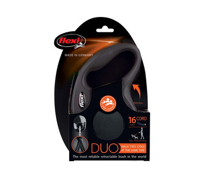Flexi Classic Duo Cord Dog Leash Black 16ft MD up to 44lb