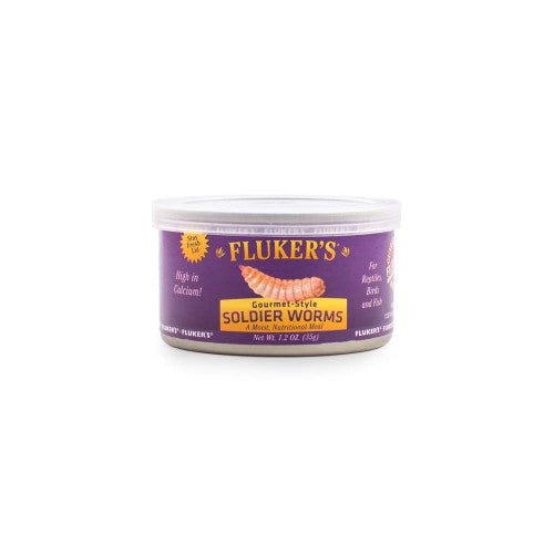 Flukerās Gourmet - Style Canned Soldier Worms Reptile Wet Food 1.2 oz