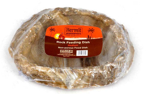 Flukerās Hermit Crab Rock Feeding Dish Brown MD - Reptile