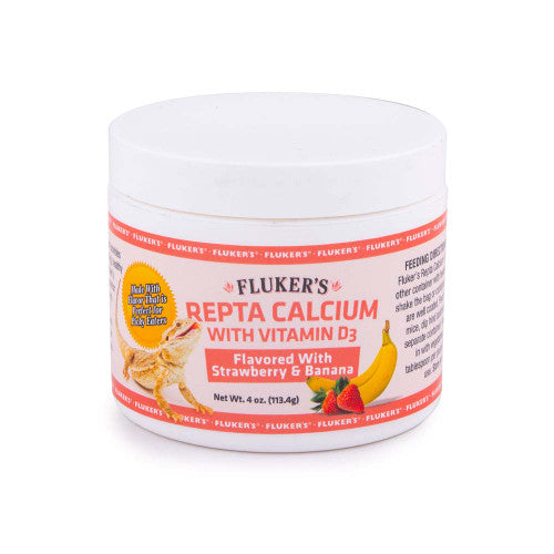 Flukerās Repta Strawberry - Banana Flavored Calcium with Vitamin D3 4 oz - Reptile