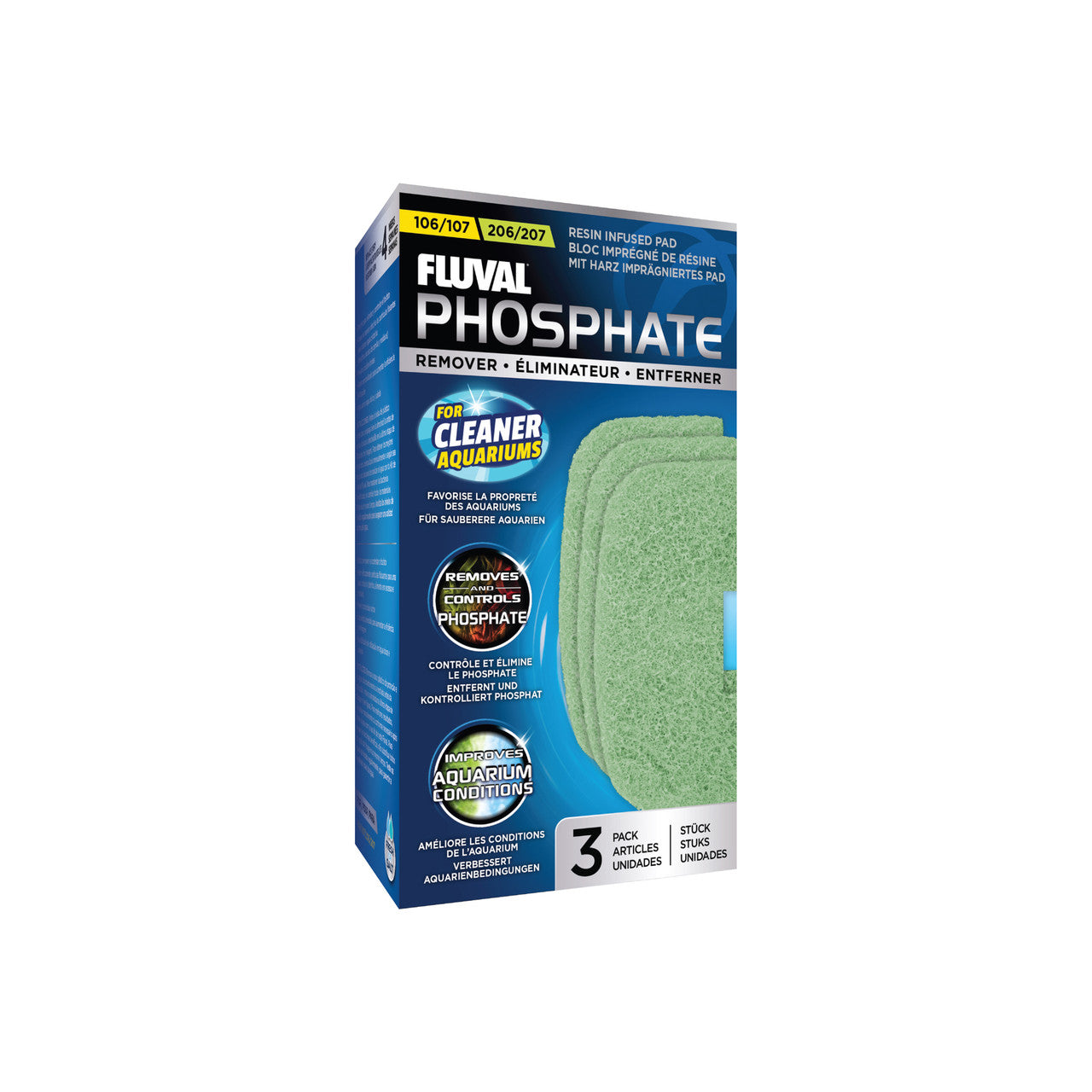 Fluval 107/207 Phosphate Remover Pad, 3 pcs 015561102605