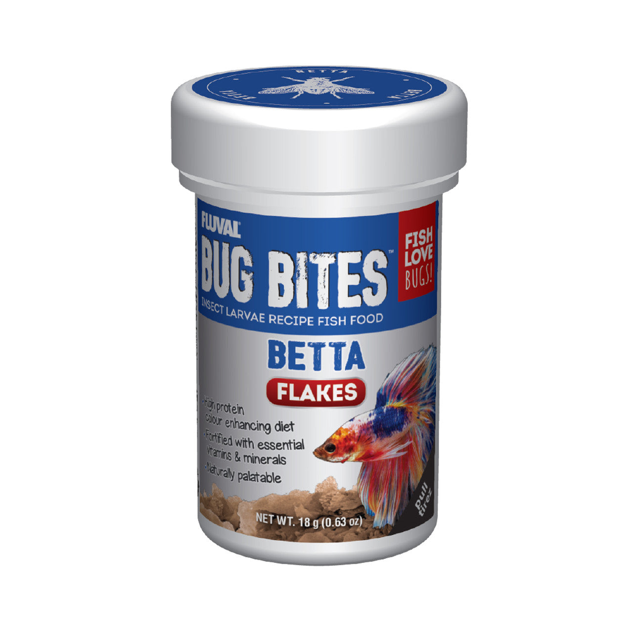 Fluval Bug Bites Betta Color Enhancing Flakes 0.63 oz 015561173667