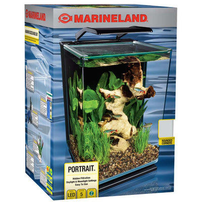 Marineland Portrait Curved Glass Aquarium Kit Black, Clear 5 gal 047431906099