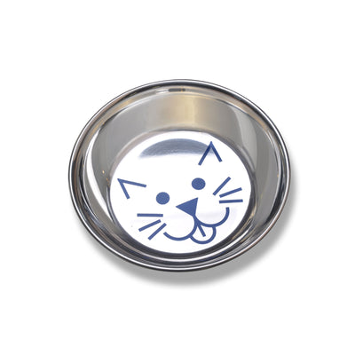 Van Ness Plastics Decorated Stainless Steel Saucer Cat Dish 8 oz 079441002584