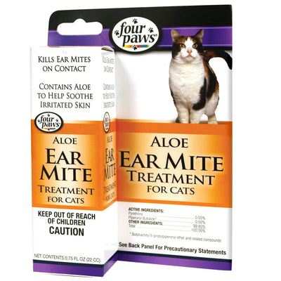 Four Paws Aloe Ear Mite Treatment for Cats 3/4 Ounces