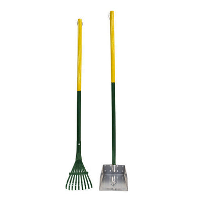 Four Paws Dog Rake & Scooper Set for Pet Waste Pick - up Pan Small 7’ x 38’