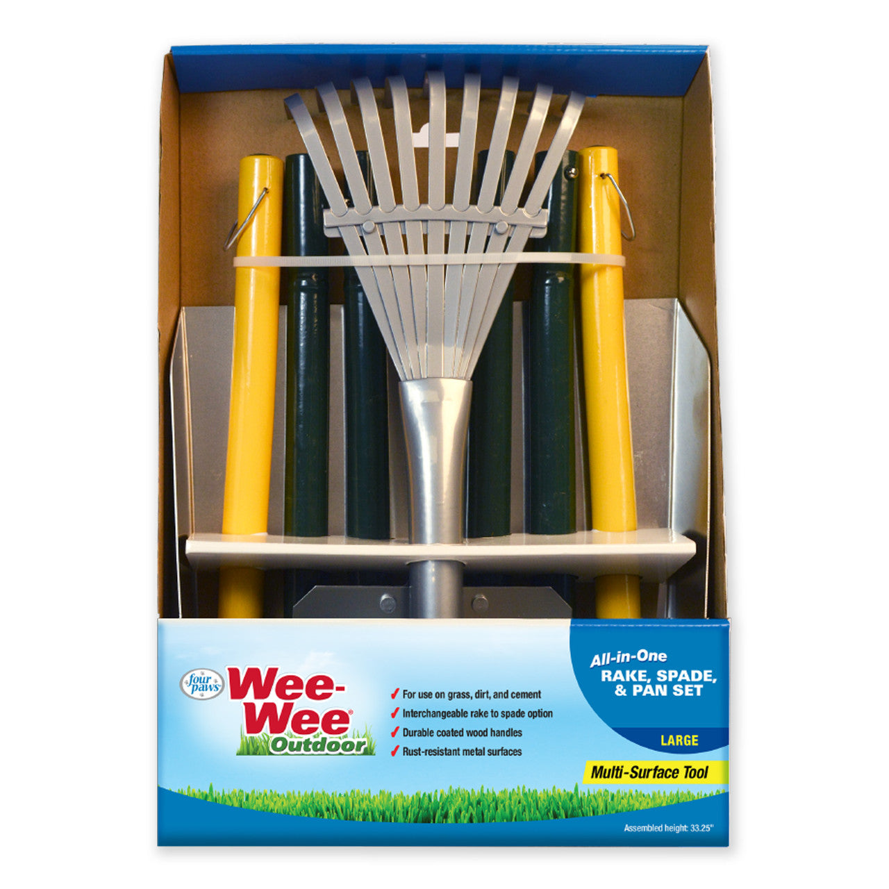 Four Paws Wee-Wee All-in-One Dog Poop Rake, Spade and Pan Set Rake, Spade & Pan Large, 9.5" x 10" x 38"