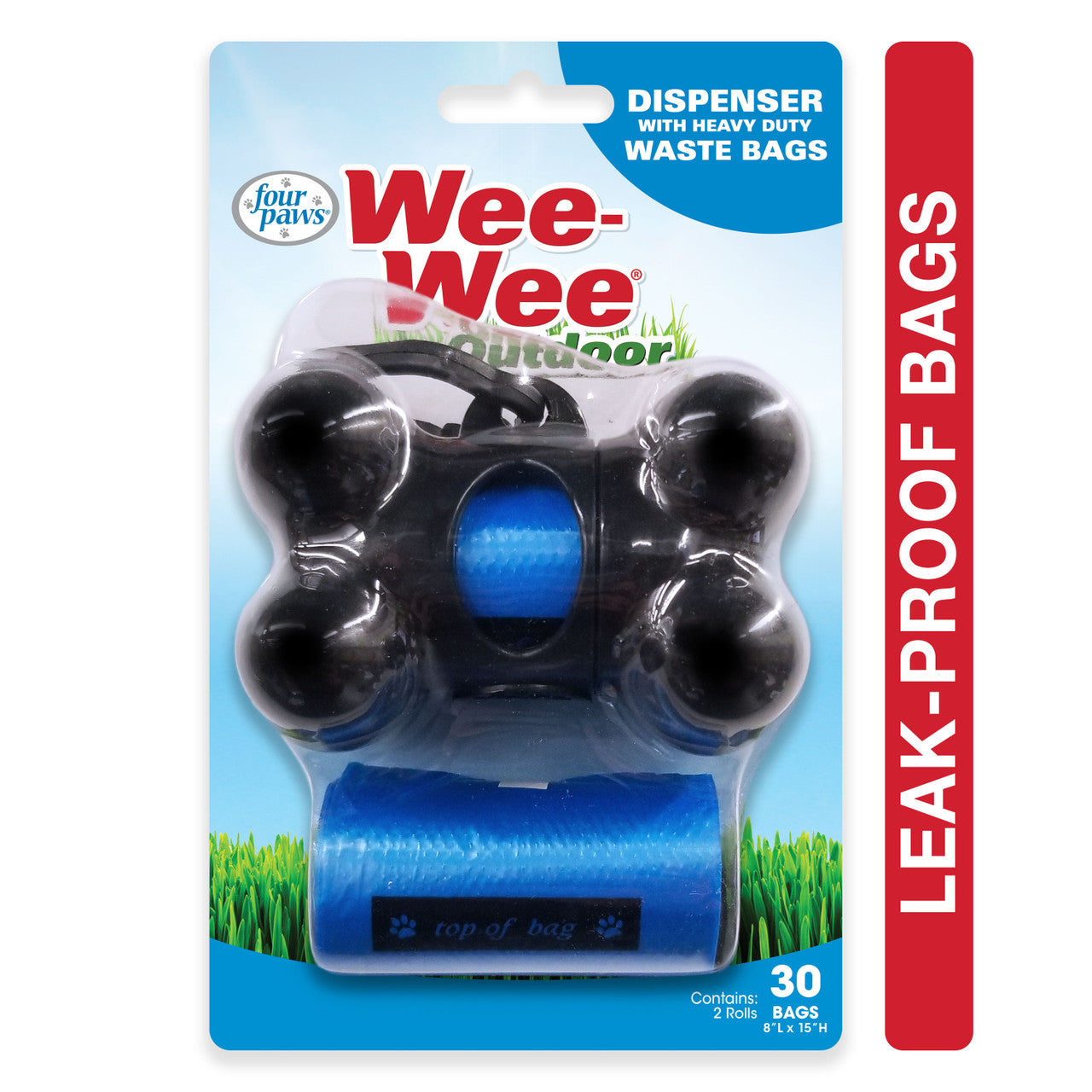 Four Paws Wee-Wee Outdoor Dog Waste Bag Dispenser with Heavy Duty Waste Bags 30 Count