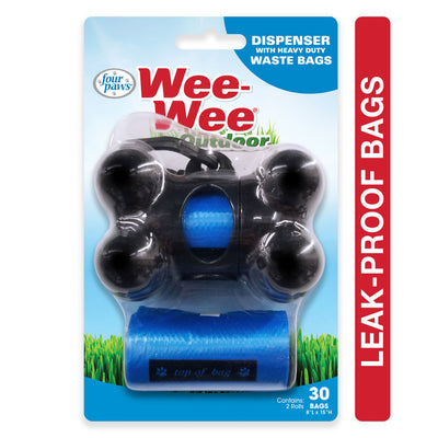 Four Paws Wee-Wee Outdoor Dog Waste Bag Dispenser with Heavy Duty Waste Bags 30 Count