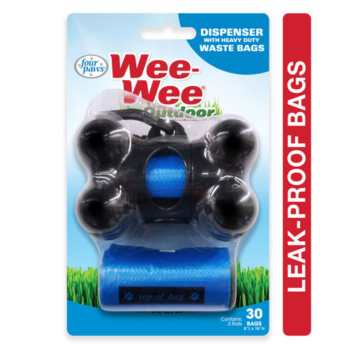 Four Paws Wee - Wee Outdoor Dog Waste Bag Dispenser with Heavy Duty Bags 30 Count