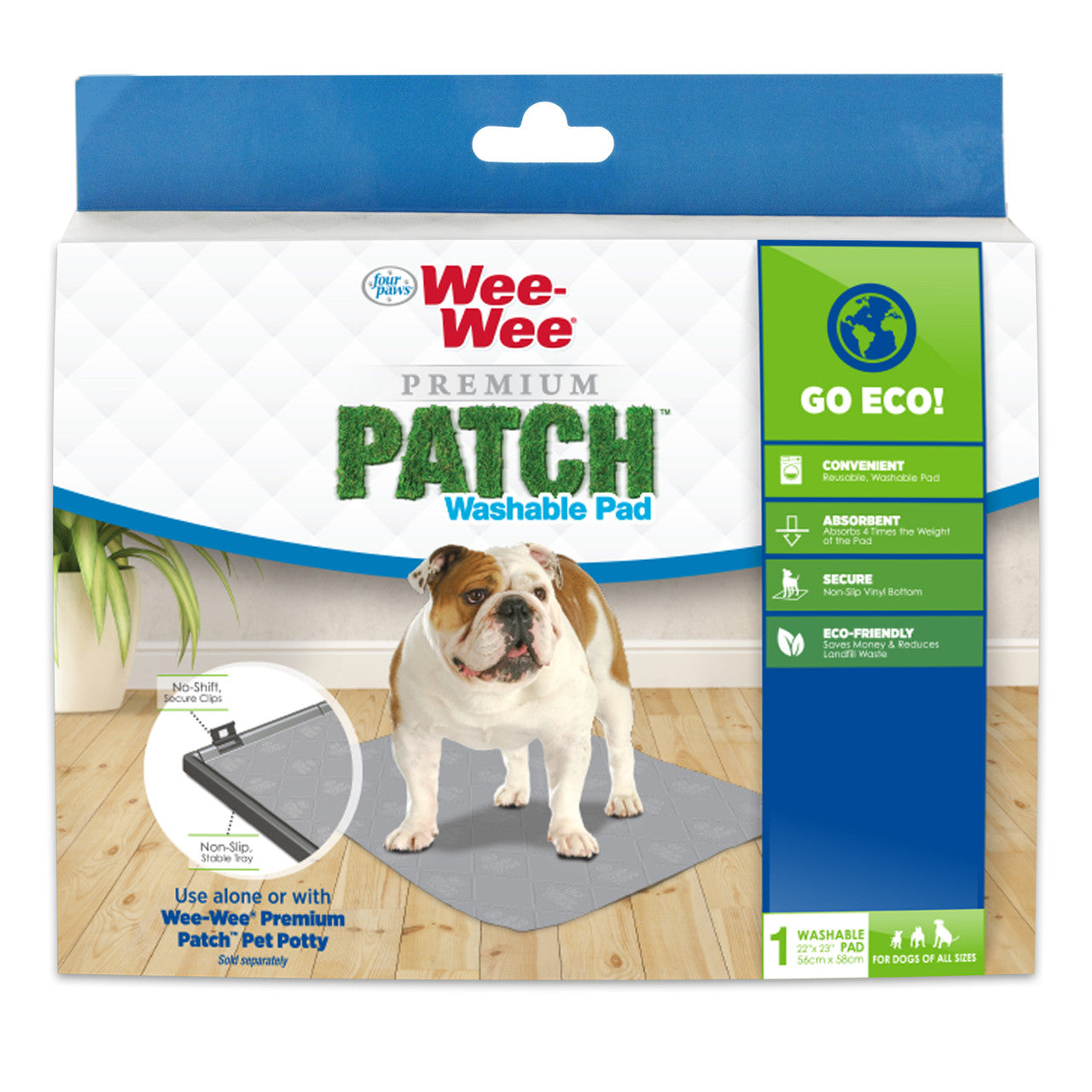 Four Paws Wee-Wee Premium Patch Reusable Pee Pad for Dogs, 1 Count Standard 22" x 23"