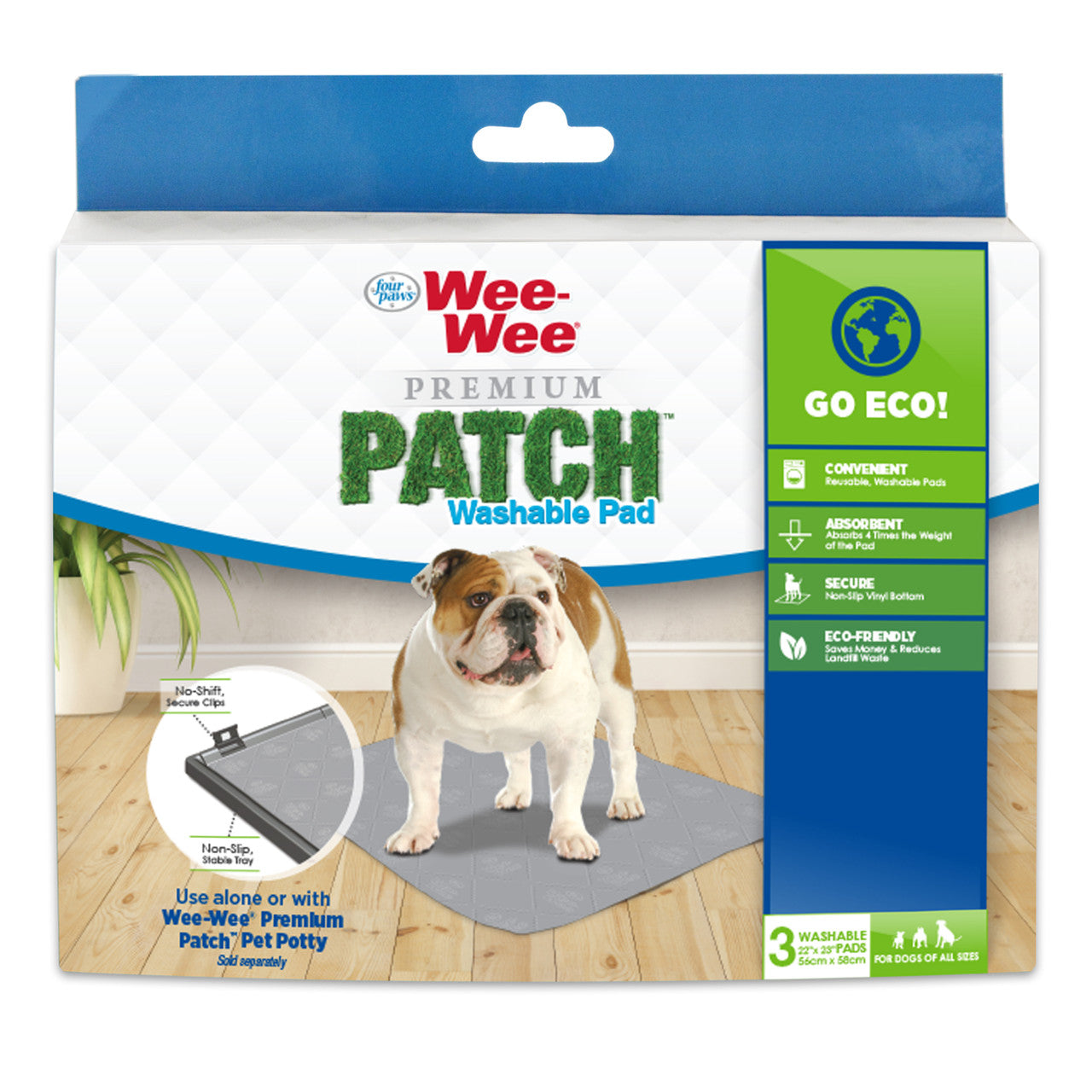 Four Paws Wee Wee Premium Patch Washable Pad 22x23 3pk 045663974831 Pets Warehouse