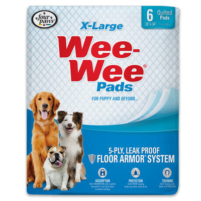 Four Paws Four Paws Wee-Wee Superior Performance X-Large Dog Pee Pads x-Large 28" x 34" 6 Count